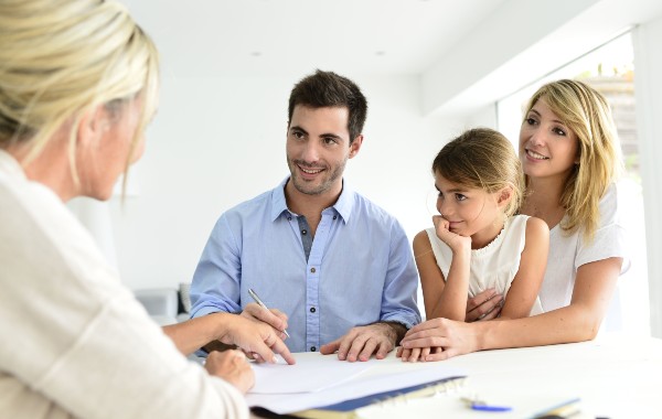 Family meeting with woman